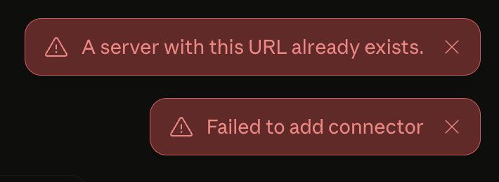 Claude custom connector error