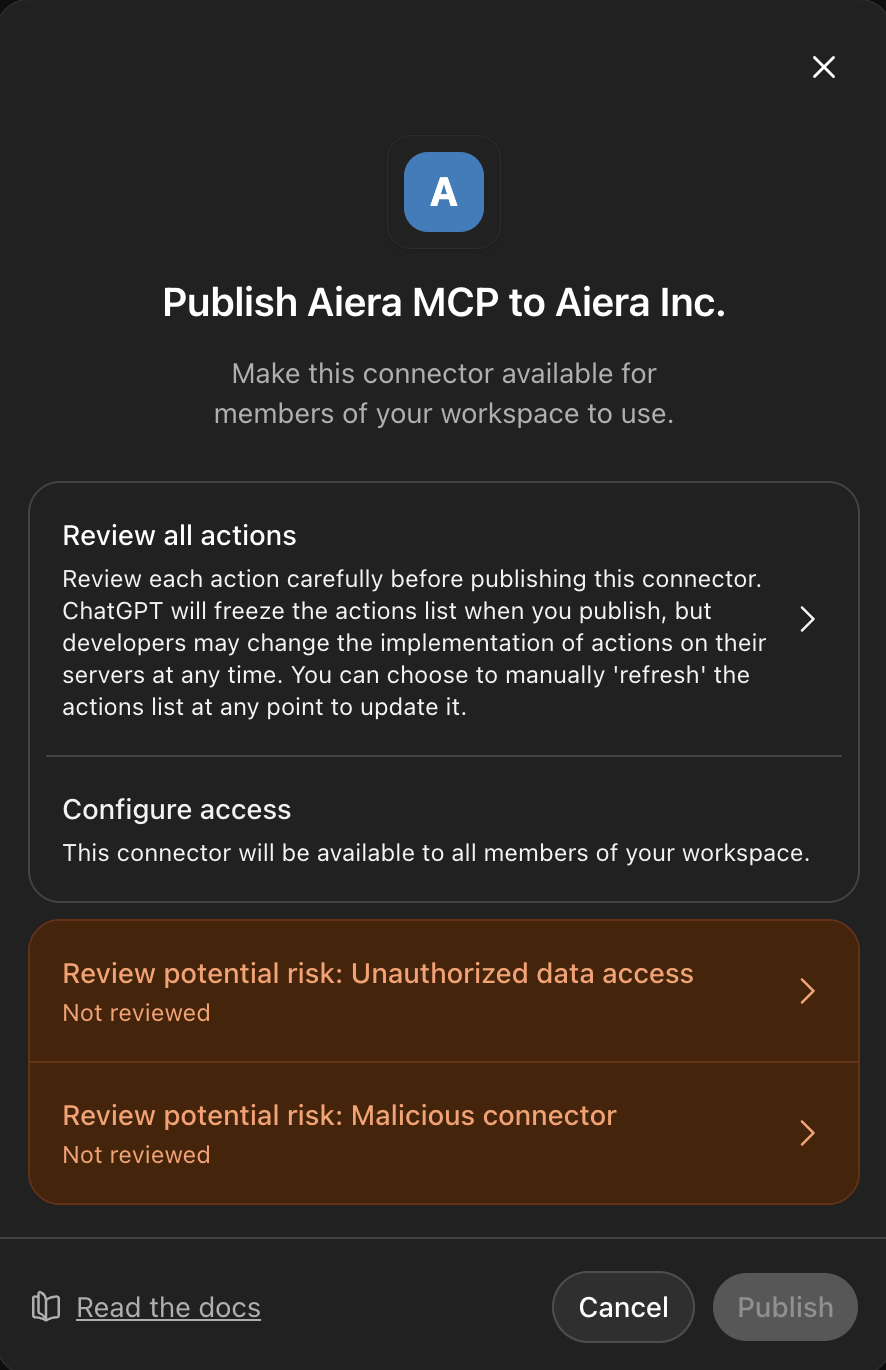ChatGPT publish new connector